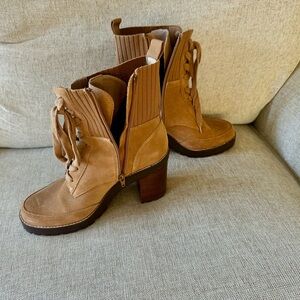 Elegant Tan Lace-Up Boots
